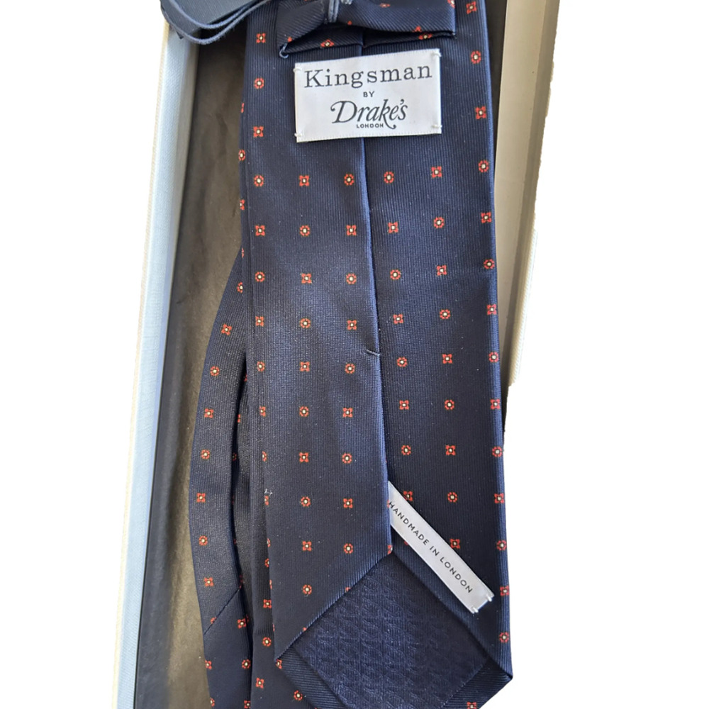 Kingsman x Drake's Tie Polka dot Navy Silk